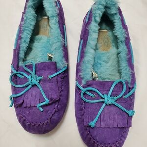 UGG Purple and Blue Fuzzy Slippers